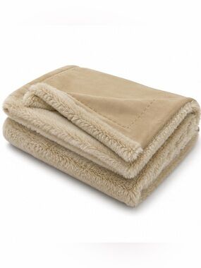 Woolrich Home Faux Fur Throw Blanket 48x68 Tan Beige